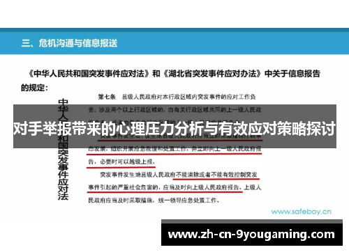 对手举报带来的心理压力分析与有效应对策略探讨