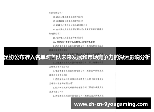 足协公布准入名单对各队未来发展和市场竞争力的深远影响分析